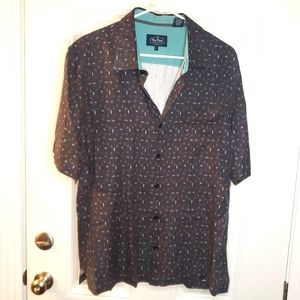 Nat Nast Button Down Men's Shirt *Silk* Sz: Large *Wine/Vineyard Print*